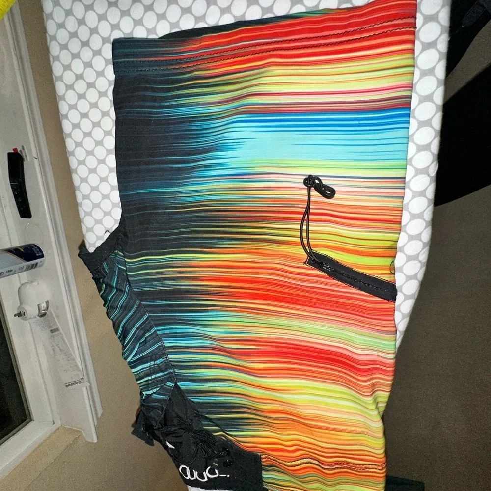 Voodoo Body Glove Board Shorts Mens 32 Multicolor Stripe Surf Swim Y2K Style